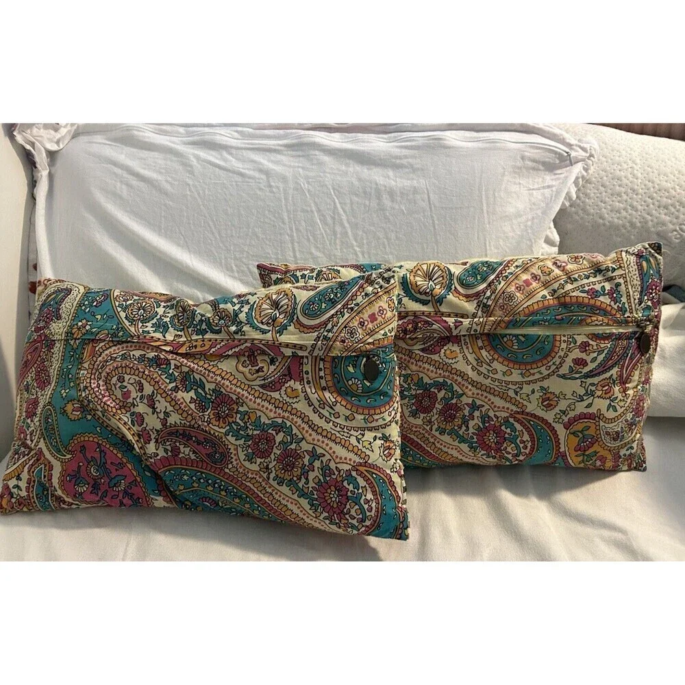 2 Rare Unique Paisley Striped Cotton Throw Pillows Pier One Imports